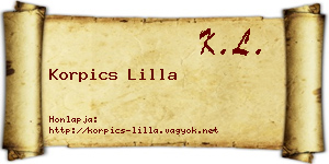 Korpics Lilla névjegykártya